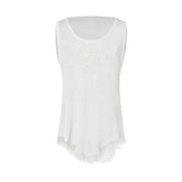 Casual Sheer Knit Round Neck Split Frayed Hem Men Sweater Vest